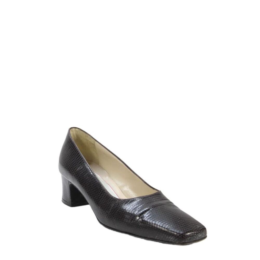 Warren Edwards Womens Lizard Print Square Toe Pumps Dark Brown Size 7